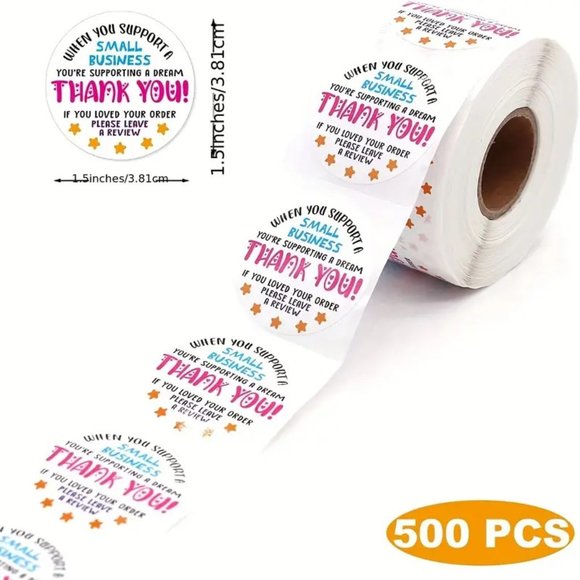 NEW 500 Stickers Please Leave A Review Thank You Round Business Stickers - Picture 2 of 4